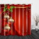 thumbnail image 4 of Cortina de ducha de tela con estampado artístico de luces navideñas rojas para baño, cortina de baño ancha e impermeable, forro de poliéster (1820 x 180 cm), 4 of 5