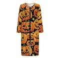 thumbnail image 4 of Xoenoiee Pumpkin Star Print Women Zip Up Robe Comfy Nightgowns Housecoats Halloween Long Sleeve Bathrobe Breathable Sleepwear with 2 Pockets, XL, 4 of 7