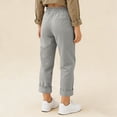 thumbnail image 6 of NAISIBABY Girls Capri Pants, with Pockets Elastic Waist Rolled-Cuff Straight Leg Kids Fashion School Uniform Pants Gray 5T, 6 of 8