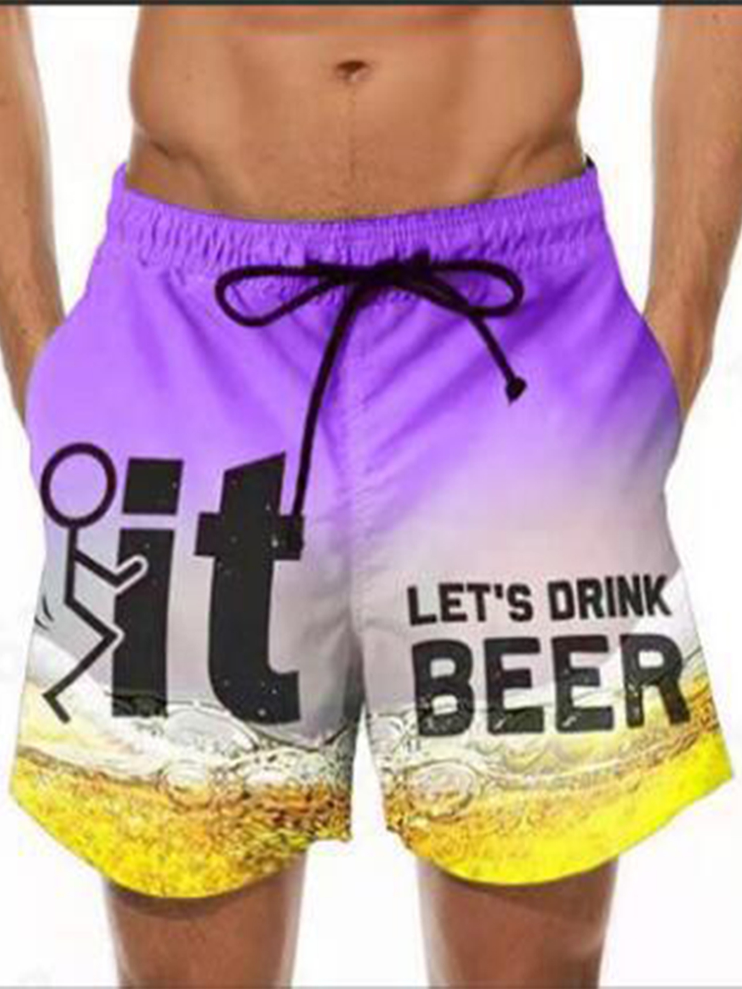 UKAP Hawaiian Beach Shorts For Men Holiday Summer Casual Swim Trunks