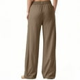 thumbnail image 5 of RYRJJ Women's Linen Palazzo Pants Elastic High Waisted Wide Leg Work Dress Pants Casual Slacks Business Pants with Pockets(Khaki;S), 5 of 9