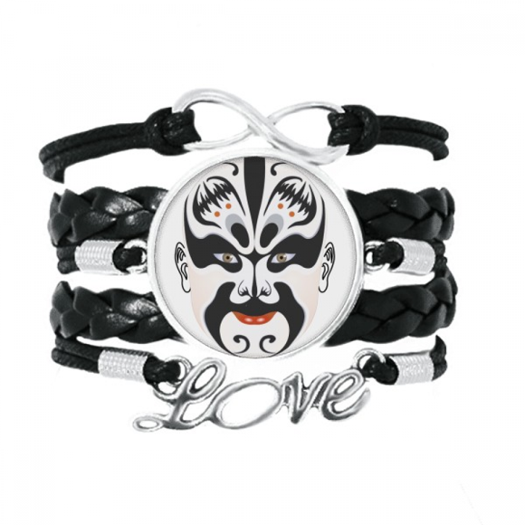 Pékin Tête d'Opéra Coloré Zhangfei Bracelet d'Amour Accessoire Torsadé en Cuir Tricot Corde Bracelet