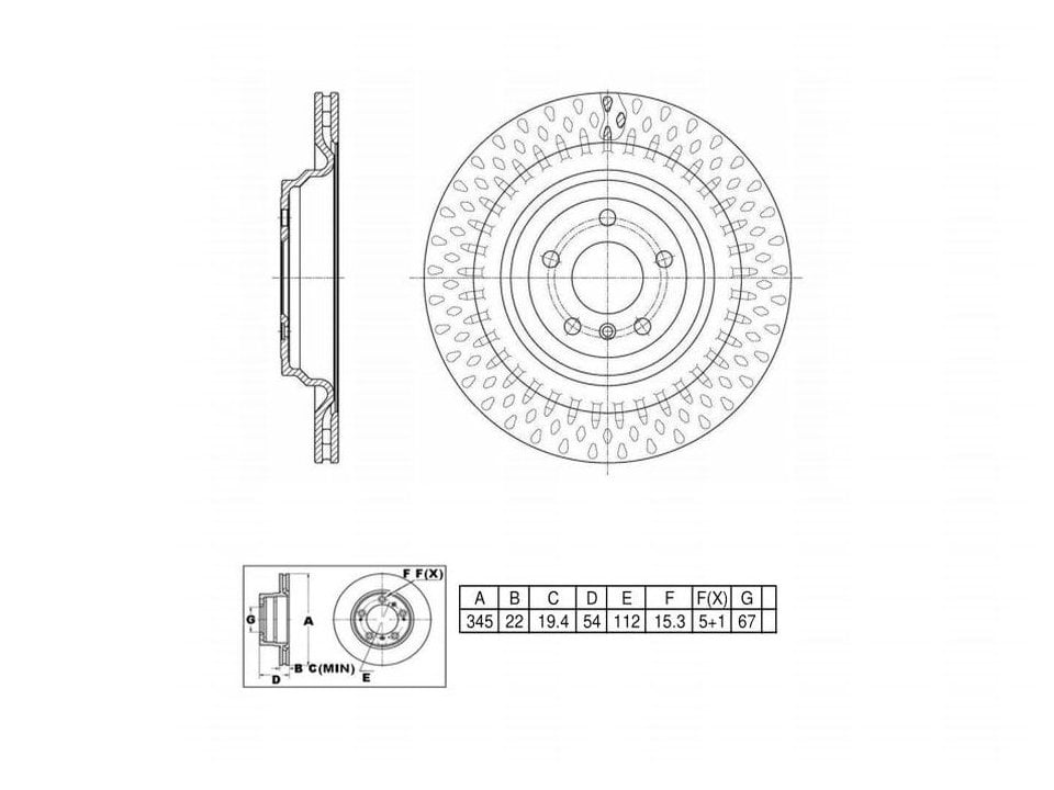 UltraHC Coated High Carbon Brake Rotor, Rear UR004034, Mercedes-Benz GLS450 2019-2017