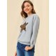 thumbnail image 2 of INSPIRE CHIC Sudadera de manga larga con cuello redondo y lentejuelas brillantes para mujer Gris L, 2 of 6