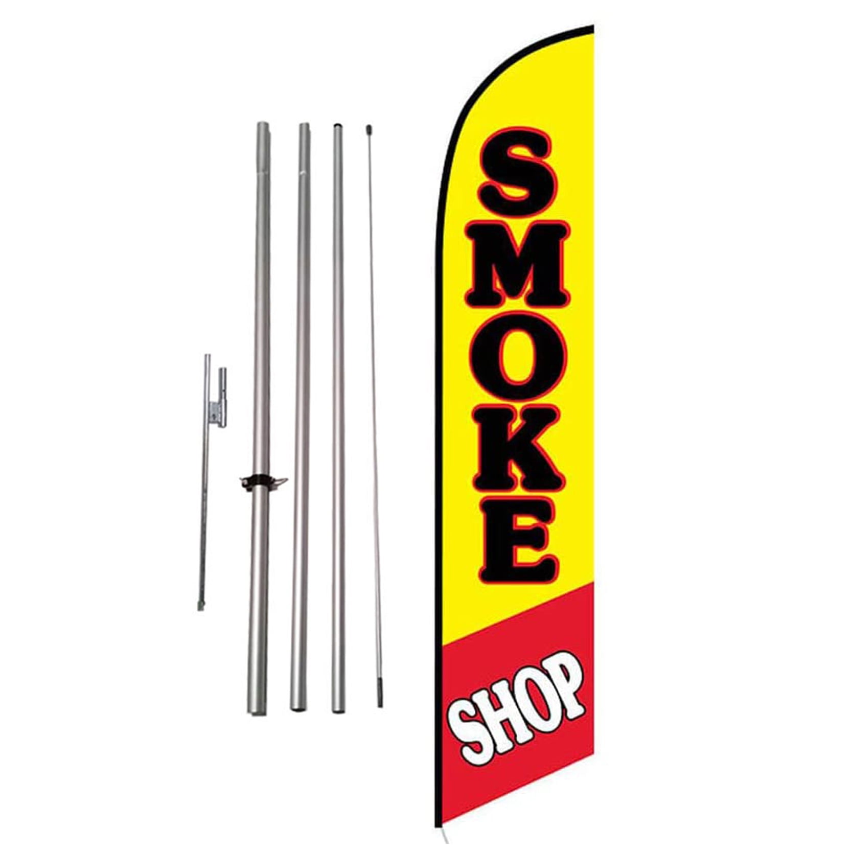 Deli Standard Size Swooper Feather Flag Sign with Full Assembly Pole and Ground Spike Pk of 2