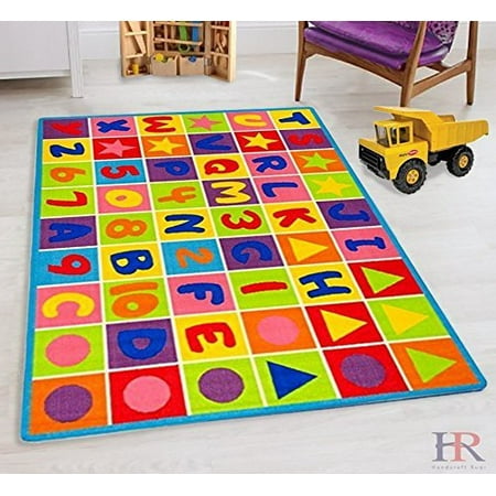 ABC Puzzle Letters and Numbers Kids Educational play mat For School/Classroom / Kids Room/Daycare/ Nursery Non-Slip Gel Back Rug Carpet-(8 feet (Best Rugs For Baby Nursery)