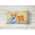thumbnail image 2 of Carolines Treasures 7432PW1216 Corgi and Teddy Bear Canvas Fabric Decorative Pillow, 12H x16W, multicolor, 2 of 3