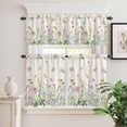 thumbnail image 2 of 3 Piece Kitchen Curtains and Valances Set Vintage Flower Cafe Curtains 36 Inch Length Botanical Wildflower Plant Country Daisy Valance & Tier Curtain for Living Room Bedroom Window 54"x18"+27"x36"*2, 2 of 6
