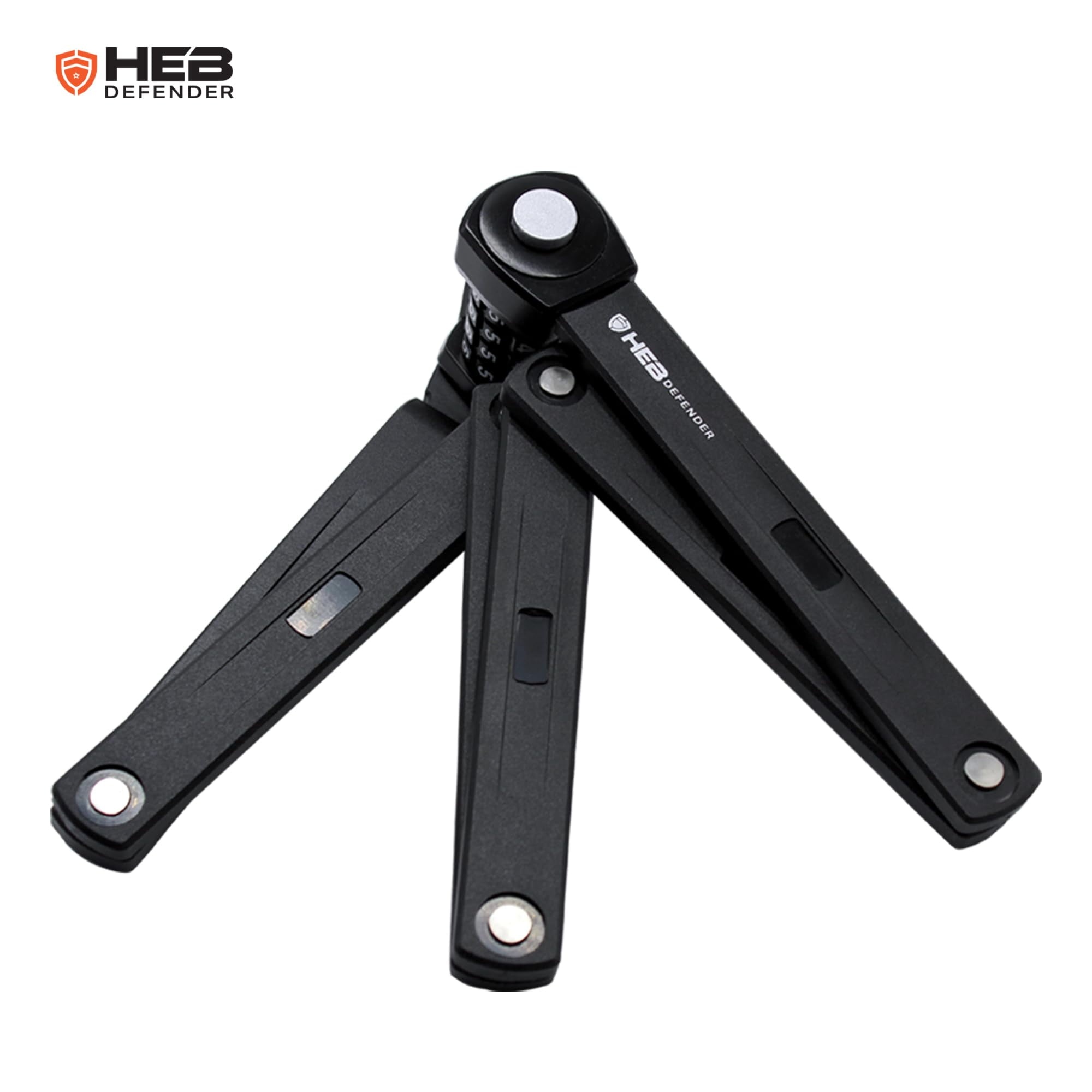 HEB Defender Folding Bike Lock - Heavy Duty Bike Lock - Anti-Theft-Foldable Bike Lock, Combination Bike Lock for Ebikes, MTB, Scooters, & Bicycles (33.5 inch Compact Combination Lock, 2, Count)