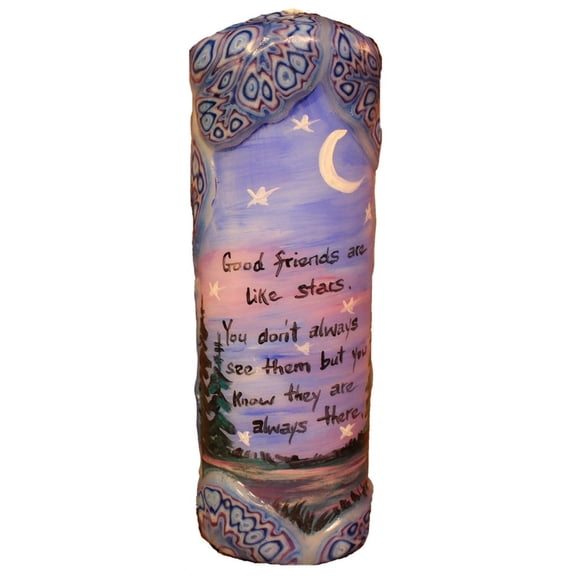 Quote Pillar Candle - "Good friends are like stars. You don't always see them, but you know they're always there."