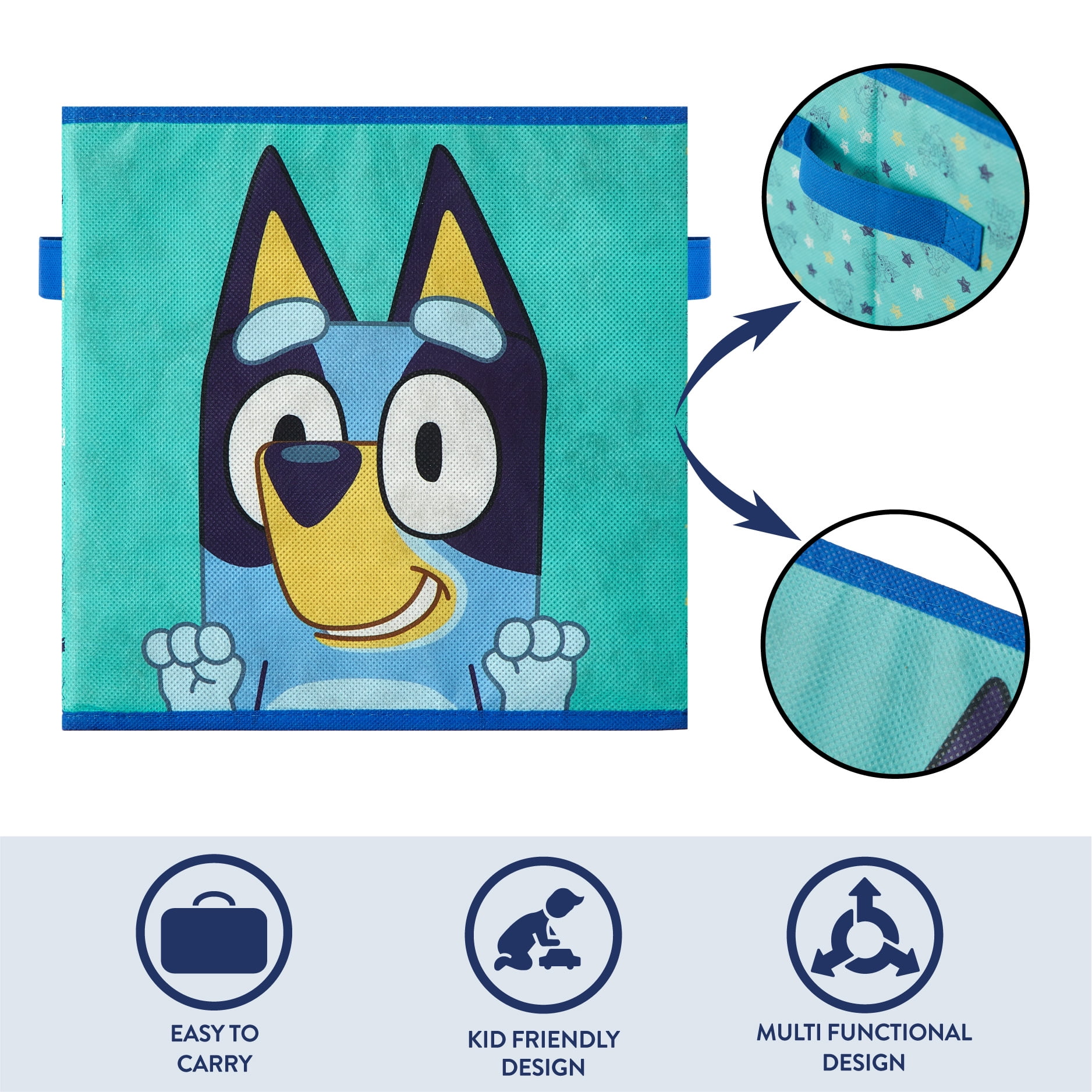 Bluey Kids' 2-Pack Printed Toy Storage Cubes, 10" x 10"