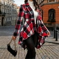 thumbnail image 2 of LTTVQM Womens Long Sleeve Button Down Plaid High Low Jacket Open Front Lapel Peplum Jacket Coat Fall Winter Outfits Red M, 2 of 7