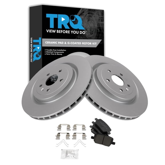TRQ Rear Brake Pad and Rotor Set Ceramic Coated Heavy Duty Brakes Brake Code JL9 Fits 2017-2019 Chevrolet Camaro