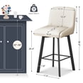 thumbnail image 2 of MultiHaven 26" Swivel Bar Stools Set of 2,Square Back&Metal Legs,PU Leather Counter Height Chairs for Kitchen Island,Bar,Cafe-Bright White, 2 of 10