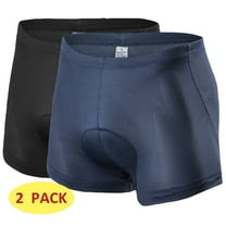 2 Pairs Men Padded Bicycles Shorts Gel Bike Riding Underwear Cycling Underpants Blue&Black L