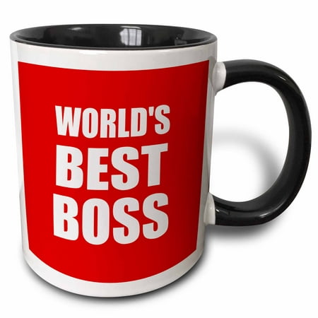 3dRose Worlds Best Boss. white text on red. great design for greatest boss - Two Tone Black Mug, (Best Black And White Designs)