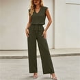 thumbnail image 5 of Karymi T Shirts for Women 2-Piece Casual Set, V-Neck Short Cap Sleeve Blouse + High Waist Drawstring Wide Leg Pants with Pockets, Elegant Solid Outfit Going Out Tops, 5 of 8