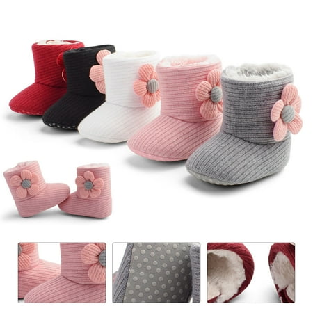 

OPOLSKI 1 Pair Baby Boots Eye-catching Wear Resistant Cotton Floral Style Toddler Winter Warm Cartoon Boots for Autumn