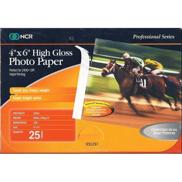 NCR Professional Series 4 X 6 High Gloss Photo Paper 25 Sheets 981297