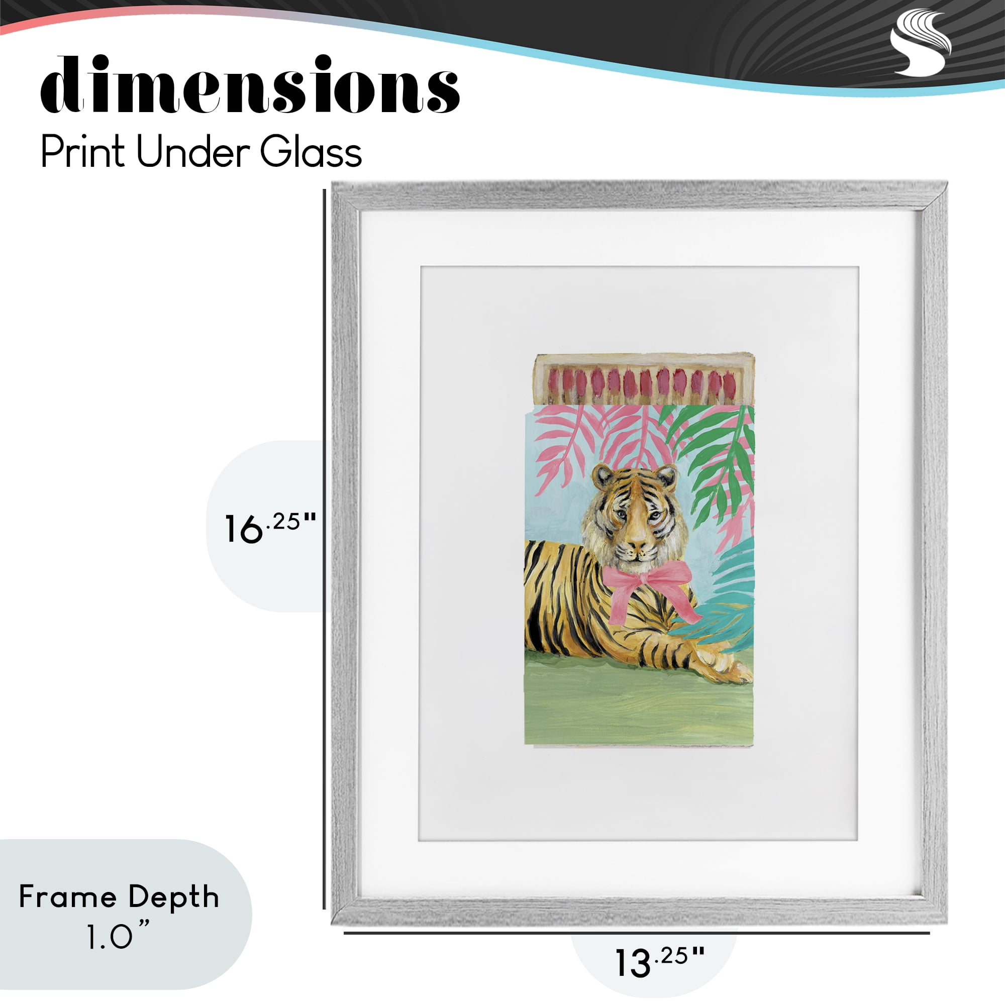 Stupell Industries Tropical Tiger Matchbook Gray Framed Print Under Glass, design by Lanie Loreth