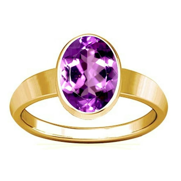 Divya Shakti 4.25-4.50 Carat Amethyst Panchadhatu Plain Design Ring ( Kataila Jamunia Gemstone Panchadhatu Plain Design Ring )(3)