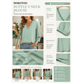 thumbnail image 3 of DOKOTOO Blouses for Women Dressy Casual Ruched V Neck Smocked Tops 3/4 Sleeve Loose Fit Shirts, 3 of 10