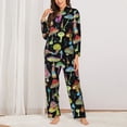 thumbnail image 2 of Lsque Bright Mushrooms Pattern Long Sleeve Pajama Set for Women - Soft 2-Piece Sleepwear and Loungewear Set with Pockets, Comfy Nightwear-Medium, 2 of 7