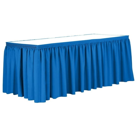 

Bennium 17 ft. Shirred Pleat Polyester Table Skirt - 42 Bar Height Cobalt Blue
