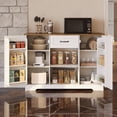 thumbnail image 6 of 45" Coffee Bar Cabinet, Buffet Sideboard with Shelves & Countertop, Storage for Kitchen & Living Room, White and Retro, 6 of 6