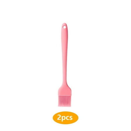 

2pcs Silicone Basting Brush Pancake BBQ Oil Brush Heat Resistant Pastry Butter Cooking Baking Tool Pink