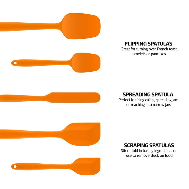 OVENTE Silicone Cooking Utensils Set - Food Grade Rubber Spatulas Heat  Resistant w/ Stainless Steel Core & Seamless Design, Non Stick Rubber  Spatula