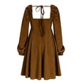 thumbnail image 5 of Women Backless Velvet Midi Dress Dressy Long Sleeve Square Neck Tied Casual Dresses Party Cocktail Velour Dresses, 5 of 6