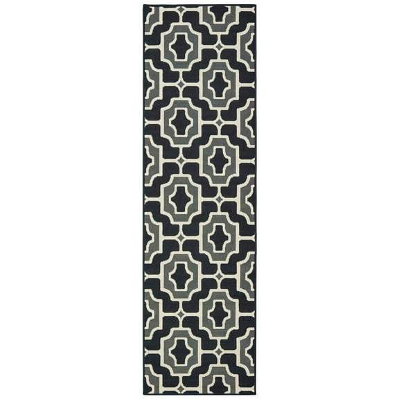 Oriental Weavers Marina Area Rug 1491Z Black Curves Angled 2' 3" x 7' 6" Rectangle