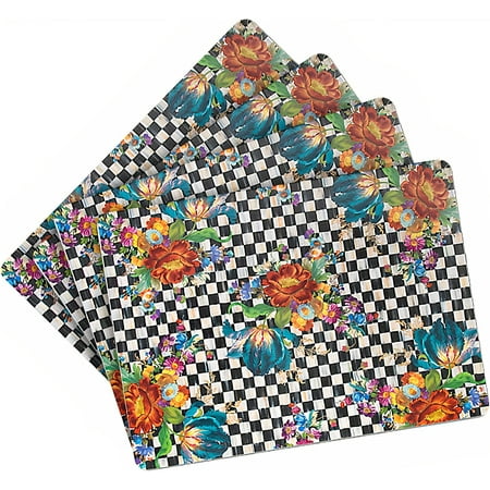 

fangbisou Courtly Check Placemats Hard-Finish Washable Table Mats Set of 4