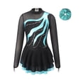 thumbnail image 3 of TSSOE Kids Girl's Ballet Dance Leotard Dress Gymnastics Bodysuit Shiny Rhinestone Lyrical Dance Outfit with Hair Band Blue Green 16, 3 of 5
