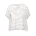 thumbnail image 6 of SXCXLSA Crochet Tops for Women 2026 Summer Short Sleeve Beach Vacation Clothes Cover up Mesh Top Lightweight Sweater Cruise Resort Wear White XXXL, 6 of 6