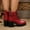 #112-Red, variant on Wowcloth Women's Vintage Ankle Boots – Lace-Up Side Zipper with Platform Chunky Heel, Short Shaft Round Toe Design for Plus Size Fashion Casual Footwear
