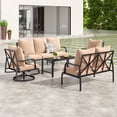 thumbnail image 2 of MAYEERTY 5-Piece Metal Frame Outdoor Patio Set with Swivel Chairs, 3-Seater Sofa, Loveseat and Coffee Table, 2 of 9