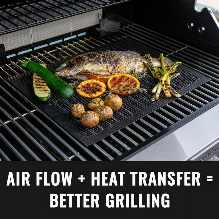  On'h BBQ Grill Mat - Set of 3 Heavy Duty Non-Stick for Ribs  Shrimps Steaks Burgers Vegetables Reusable for Gas Charcoal Electric Grill  Ovens Best Grilling Accessories : Patio, Lawn