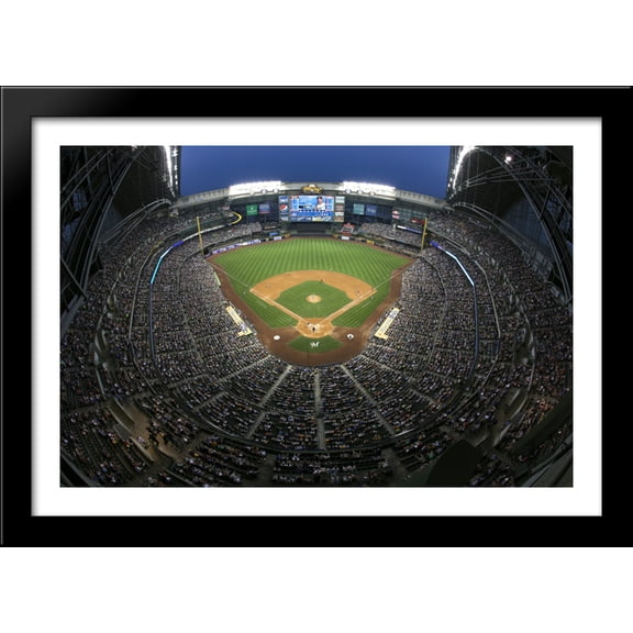Miller Park 40x28 Large Black Wood Framed Print Art - Home of the Milwaukee Brewers
