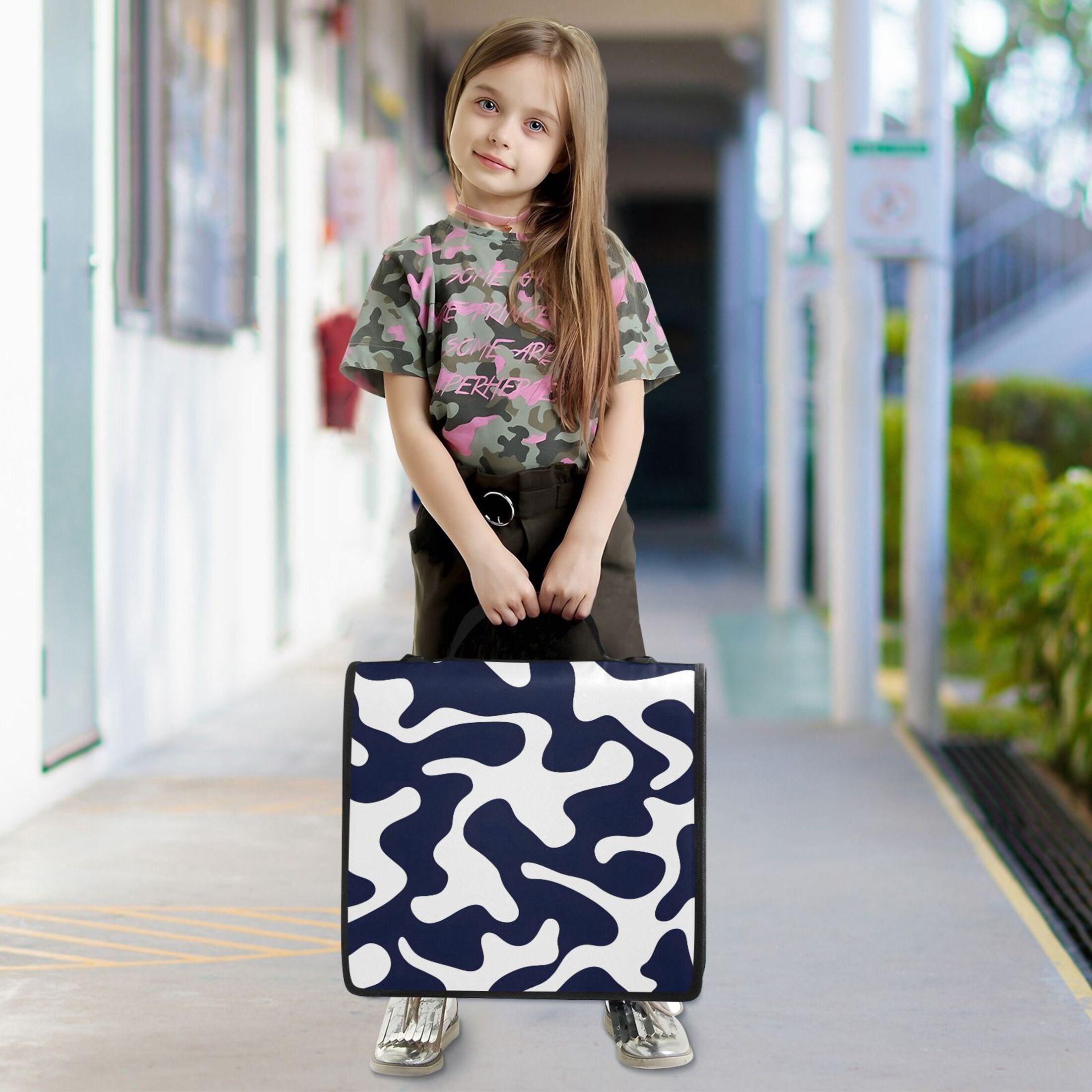 3 Ring Zipper Binder with Shoulder Strap Waterproof Trapper Keeper 2 Inch D-Ring 500 Sheets Capacity Dark Blue Spots