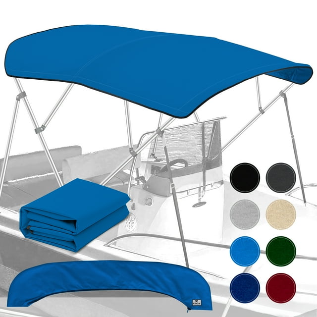 KNOX Toile de Remplacement Universelle à 4 Arceaux pour Toit de Bimini, Toile de Toit de Bimini Seulement avec Botte de Rangement à Glissière, Qualité Marine 600D, Imperméable, Pare-Soleil Anti-Décoloration pour Bateau, Sans Cadre, 67-72 Pouces L, Bleu Pacifique