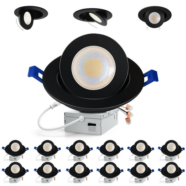 Iluminação Embutida LED Adetu 6" 5CCT Regulável Preta Pacote com 12