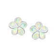 thumbnail image 2 of Bling Jewelry Womens White Plumeria Opal Stud Earrings 10MM October Birthstone, 2 of 4