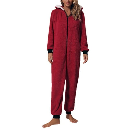 

Women s Printing Sleepwear Hooded Jumpsuit Rompers Clubwear Nightwear Plush Onesie