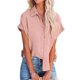 thumbnail image 2 of VISgogo Mujer Camisa Suelta, Manga Corta Solapa Cuello Botones Blusa Calle Casual Fiesta Color Sólido Tops VISgogo moda, 2 of 5