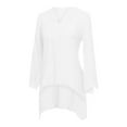 thumbnail image 5 of Mittory Summer V-Neck Linen Shirts 3/4 Sleeve Flowy Cotton Linen Blouses Tops with Long Hem Beach Blouse Shirt, 5 of 8