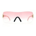 thumbnail image 3 of Rimless Shield Wrap Around Y2K Super Sleek Plastic Arm Sunglasses All Pink, 3 of 8