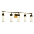 thumbnail image 3 of Abel 5-Light LED Bathroom Vanity Light in Matte Black with Warm Brass Accents, 3 of 5