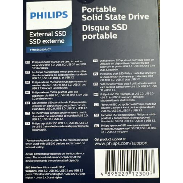 PHILIPS 1TB 外付けSSD USB 3.2 Philips External Portable SSD 1TB Ultra Speed - Grey